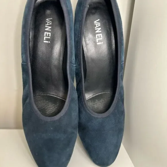 Vaneli Debora Navy Suede Almond To‎ Block Heel 9 - Picture 4 of 7